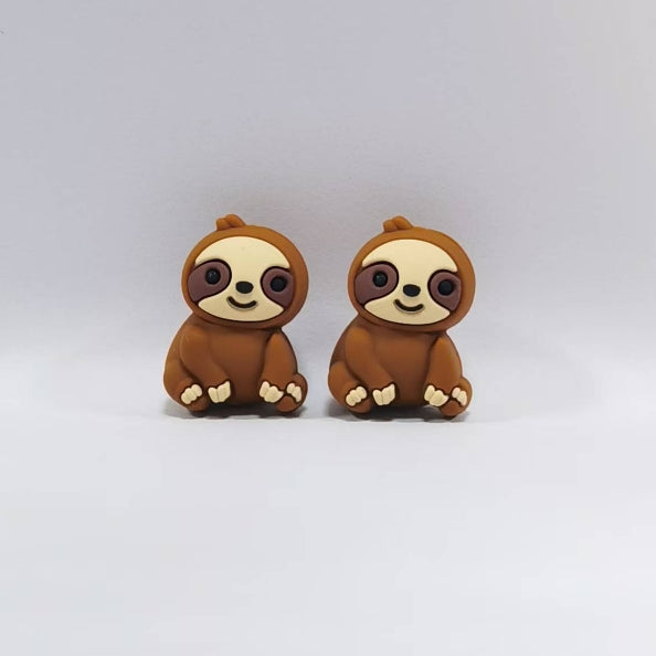 Wholesale 10pcs Cute Sloth 3D Silicone Beads